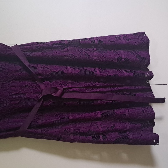 #*24 NBW size 18 Bright purple Laced ๐ party dress With ribon belt free ๐ gift - Picture 4 of 8